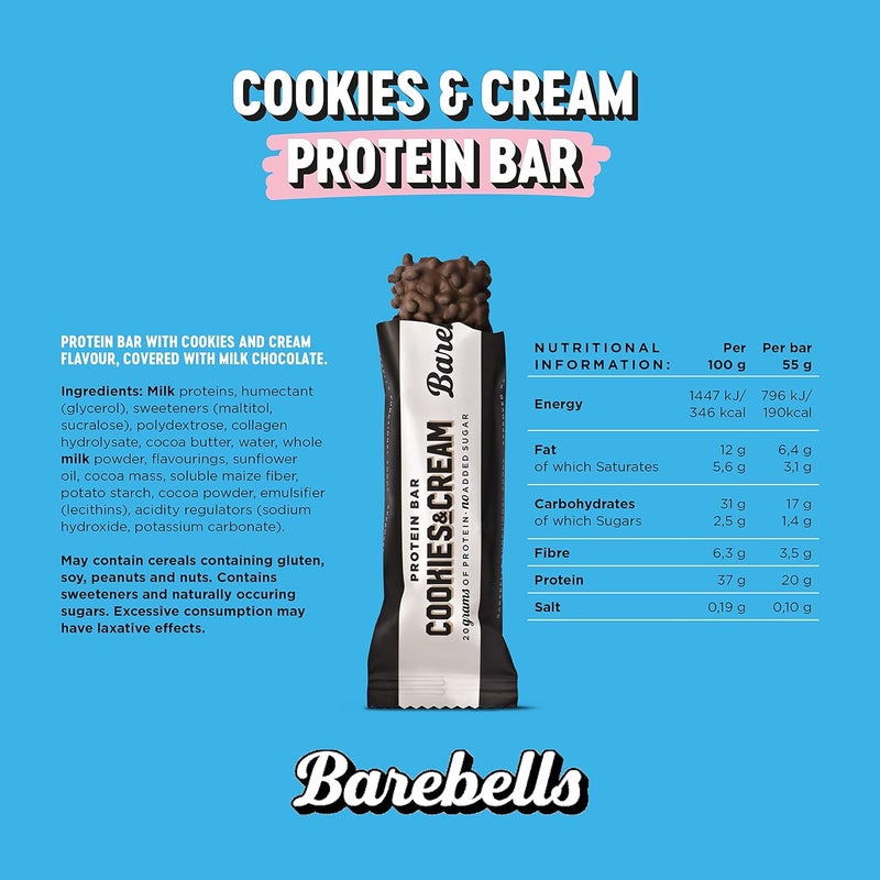 بيربيلز بار بروتين باربيلز 12 × 55 غرام بنكهة الكوكيز والكريمة - Image 4